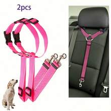 2pcs Adjustable Car Harness, Suitable For Walking, Training, Outdoor Activities, Reflective & Flexible, Caring For Pets - Pink - View 11