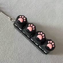 New Round Cap Decompression Button 9-Key Tester Keyboard Cat Keychain Finger Squeeze Stress Relief Hanging Accessory, Squeeze Click Stress Relief Keychain Keyring Bag Charm, Cat Paw Butt Pattern, Suitable For Adults And Kids, Can Be Used As Birthday, Holiday, Party, Children's Day, Graduation, Back To School Gifts - Multicolor - View 15