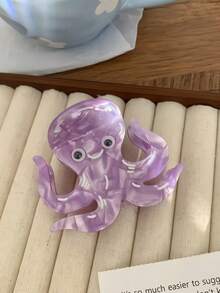 1个可爱章鱼造型发爪夹，卡哇伊海洋动物发爪，紫色珠光亚克力发夹，创意趣味海洋生物发饰，适合女性、女孩、节日、派对佩戴 - 彩色 - 查看 6