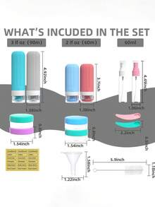 1/14pcs Travel Toiletry Bottles Set, Leak-Proof Plastic Containers With Caps, Refillable Spray Bottles, Transparent Plastic Bottles Wholesale, Suitable For Vacation, Business Trip, Fitness And Other Scenarios, Multiple Colors Available - Multicolor - View 3