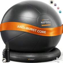 Yoga Exercise Ball Chair Office Desk With Base, Pregnancy, Birthing, Stability Exercises Fitness. Stability Birth Ball Labor, Gym Workouts. - Jet Black - View 2