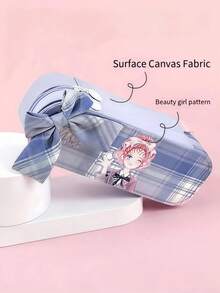 1 Set JK Plaid Schoolgirl Bow Pencil Case Set, Ins Style Large Capacity Student Stationery Bag + Neutral Pen, Suitable For Students - Bow Pencil Case - View 12
