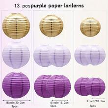 10pcs/13pcs/15pcs Sage Green, White & Gold Round Paper Lanterns Decor, Rustic Wedding Birthday Party Decoration / Violet Wedding Decor Lanterns - Multicolor - View 14