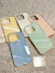 Funda de teléfono de unicolor, con acabado brillante y a prueba de golpes, compatible con iPhone 17 Air, 16, 15, 14, 13, 12 Pro Max, 11, funda suave de unicolor para primavera - Verde - Ver 4