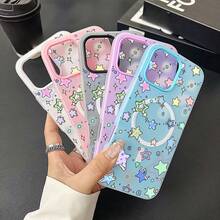 Funda para teléfono: Funda magnética con diseño de estrellas, de color caramelo translúcido, con tacto de gelatina y acabado mate, adecuada para iPhone 17 Air/16 15 14 13 Promax/17 16 Plus/15 14 13 12 11 Pro, antihuellas y anticaídas, adecuada para S26 S25 S24 S23 S22. - Negro - Ver 7