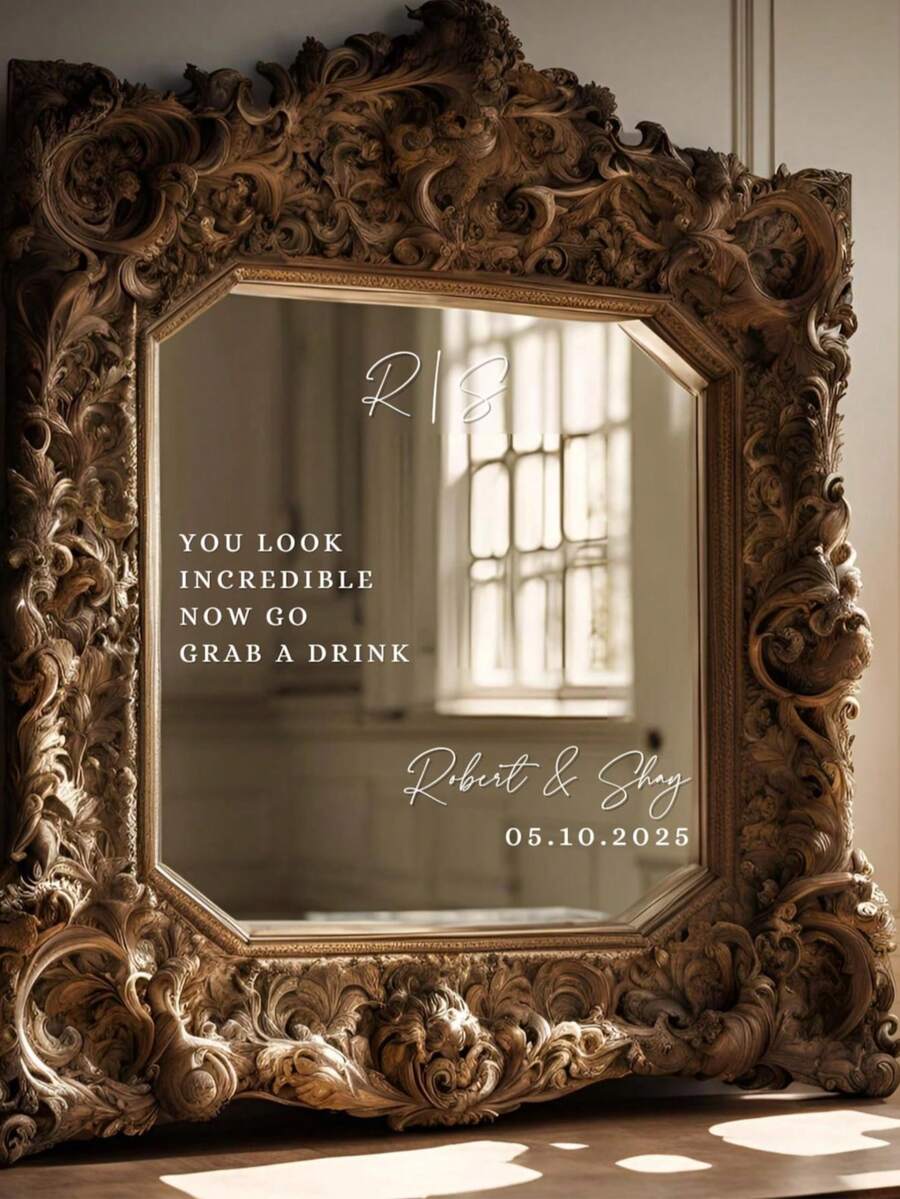 Pegatina personalizada de espejo para el cartel de asientos de la boda - Decoración de boda Pegatina de boda DIY - Pegatina de cartel de asientos de espejo "Bienvenido a la boda" - Pegatina de letra de espejo personalizada - Multicolor - Ver 1