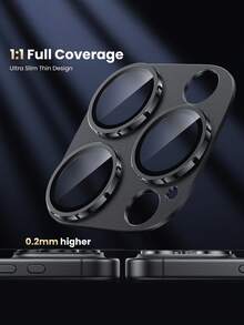 1 buah - Pelindung Layar Anti Gores Berkualitas Tinggi, Cocok untuk iPhone 17 Pro Max/17 Pro/16/15/14/13/12/11, Pelindung Lensa Tahan Lama, Pelindung Layar Kamera Logam Tempered 9H, Cincin Penutup Lensa Ultra Tipis, Pas Sempurna, Pemasangan Mudah - Hitam - View 4