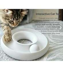 1.互动式猫咪3D打印转盘玩具球，室内小猫自主追逐游戏，耐咬减压猫咪娱乐用品 - 白色 - 查看 1