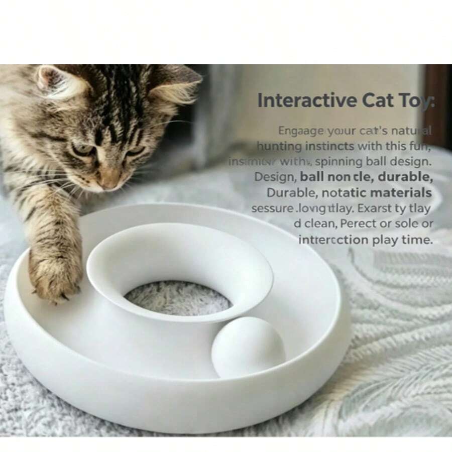1.互动式猫咪3D打印转盘玩具球，室内小猫自主追逐游戏，耐咬减压猫咪娱乐用品 - 白色 - 查看 1