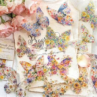 20 Pcs Scrapbook Misty Weaving Flowers, Misty Weaving Flowers,Bee Theme PET Stickers For Scrapbooking Supplies, Junk Journaling, Bullet Journal, Planner, DIY Craft Embellishment