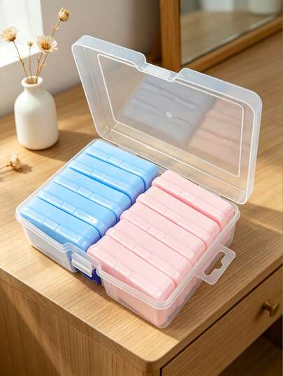 1 hộp đựng đồ để bàn, hộp đóng gói, hộp đựng linh kiện thẻ, hộp sắp xếp trong suốt 10 ngăn có nắp lật, hộp đựng đa chức năng dung tích lớn chống bụi dùng để đựng tai nghe, trang sức, hạt cườm, dụng cụ làm móng, v.v.