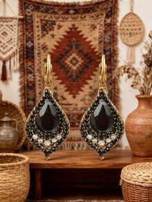 Bông tai đính cườm và vỏ sò nhiều màu sắc phong cách Bohemian – Trang sức tua rua dệt thủ công độc đáo dành cho nữ, phụ kiện tai phong cách lễ hội bãi biển cổ điển. - 3699 giọt nước - Xem 5