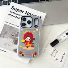 スマホケース 2in1ケース ジェル風可愛いデザイン キャラクターイラスト 大人可愛い 女子向け TPU+PP二層構造 柔らかTPU 耐衝撃 カメラレンズ保護 17/16/15/14/13/12/11/5/7/8 Plus Pro Max 対応 インスタ映え プレゼント - 米白 - チェックする 6
