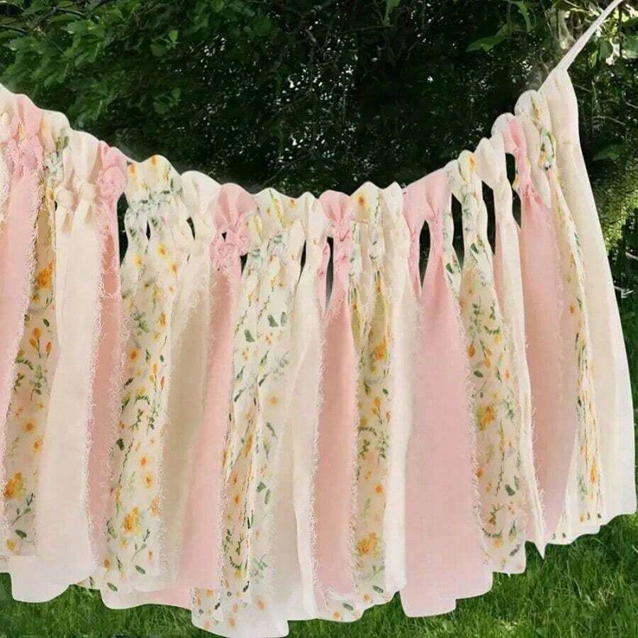 1 Set Fringe Chiffon Tassel Bunting Banner, Party Photography Props - Xem 1