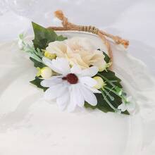 1件自然灵感仿真花腕花，麻绳雏菊手链，适合新娘、伴娘、户外婚礼、派对、拍照、优雅场合、生日等。 - 淺藍色 - 查看 5