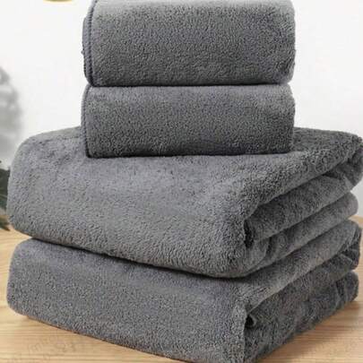 1 pezzo/2 pezzi/4 pezzi Asciugamano in pile di corallo di colore solido, morbido e assorbente, senza perdita di pelucchi (leggero), asciugatura rapida, unisex. Asciugamano per il viso 34*75cm 1 pezzo o Asciugamano da bagno 70*140cm 1 pezzo o Asciugamano extra large 40*80cm 1 pezzo o Asciugamano da bagno extra large 90*170cm 1 pezzo