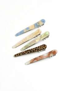 女款與女孩時尚極簡醋酸纖維鱷魚髮夾 6.5cm/2.56in，精緻奢華高品質合金側夾，休閒優雅小髮夾，簡單佩戴，百搭質感髮飾，髮滑夾，抓夾 - 彩色 - 查看 1