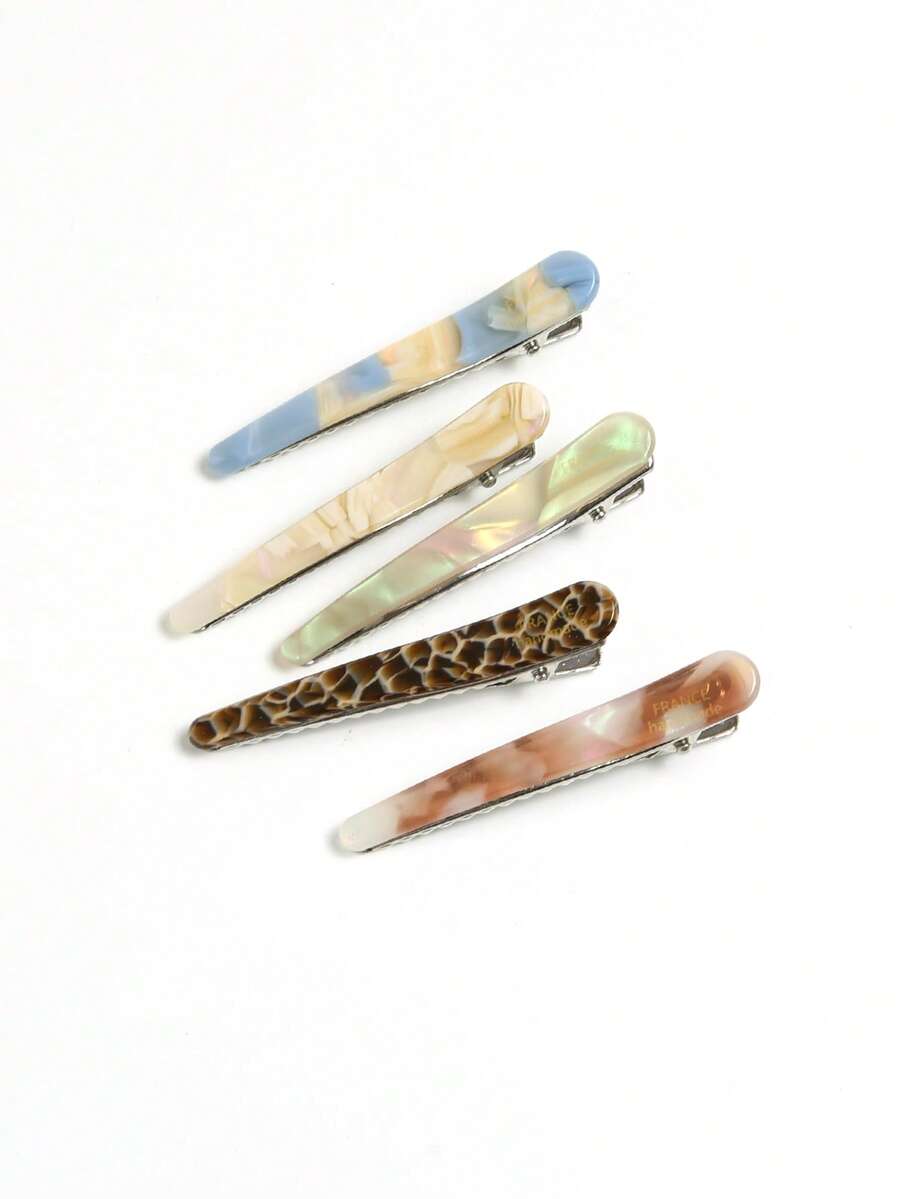 女款與女孩時尚極簡醋酸纖維鱷魚髮夾 6.5cm/2.56in,精緻奢華高品質合金側夾,休閒優雅小髮夾,簡單佩戴,百搭質感髮飾,髮滑夾,抓夾 - 彩色 - 查看 1