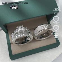 Bridal Sets Wedding Ring Sets His And Hers Promise Ring Couples Bridal Sets Women S925 Sterling Silvery Moissanite Man Wedding Bands With Couple Ring Box - trắng - Xem 18