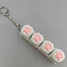New Round Cap Decompression Button 9-Key Tester Keyboard Cat Keychain Finger Squeeze Stress Relief Hanging Accessory, Squeeze Click Stress Relief Keychain Keyring Bag Charm, Cat Paw Butt Pattern, Suitable For Adults And Kids, Can Be Used As Birthday, Holiday, Party, Children's Day, Graduation, Back To School Gifts - Multicolor - View 12