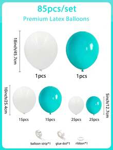55/85/115 globos blancos y azul menta, set de globos de látex azul marino de 5/10/18 pulgadas de grosor, adecuado para decoración de fiesta de cumpleaños, despedida de soltero, aniversario, fiesta de graduación - Nylon blanco - Ver 9