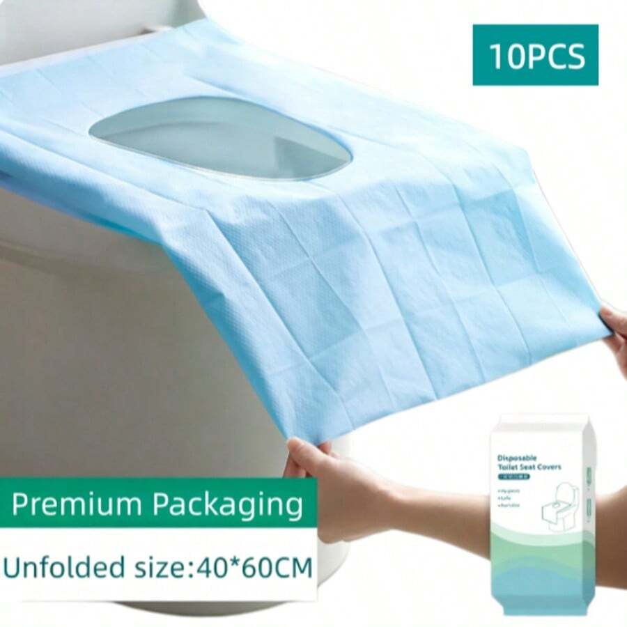 10/30/60 piezas Cubiertas desechables para asiento de inodoro, 40*60cm, empaquetadas individualmente, impermeables, almohadillas protectoras de asiento de inodoro de cobertura completa con capa anti-fugas, adecuadas para viajes, hotel, embarazo, baños al aire libre, artículo de viaje portátil esencial
