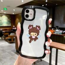 モンチッチ カラフルウェーブ 透明ケース ラブデザイン  ガールズ スマホカバー Pixel 8A/8/8 Pro/9/9 Pro/9A/10/10PRO/Pixel 8A/8/8 Pro/9/9 Pro/9A/10/10PRO/17pro Max/17pro/17/11/12/13/14/15/15Pro/15PluS/15Pro Max/16/16Pro/16PluS/16Pro Max/MIN/X/XR 対応 ソフト TPU 耐衝撃 防刮 誕生日ギフト - 黑色 - チェックする 1