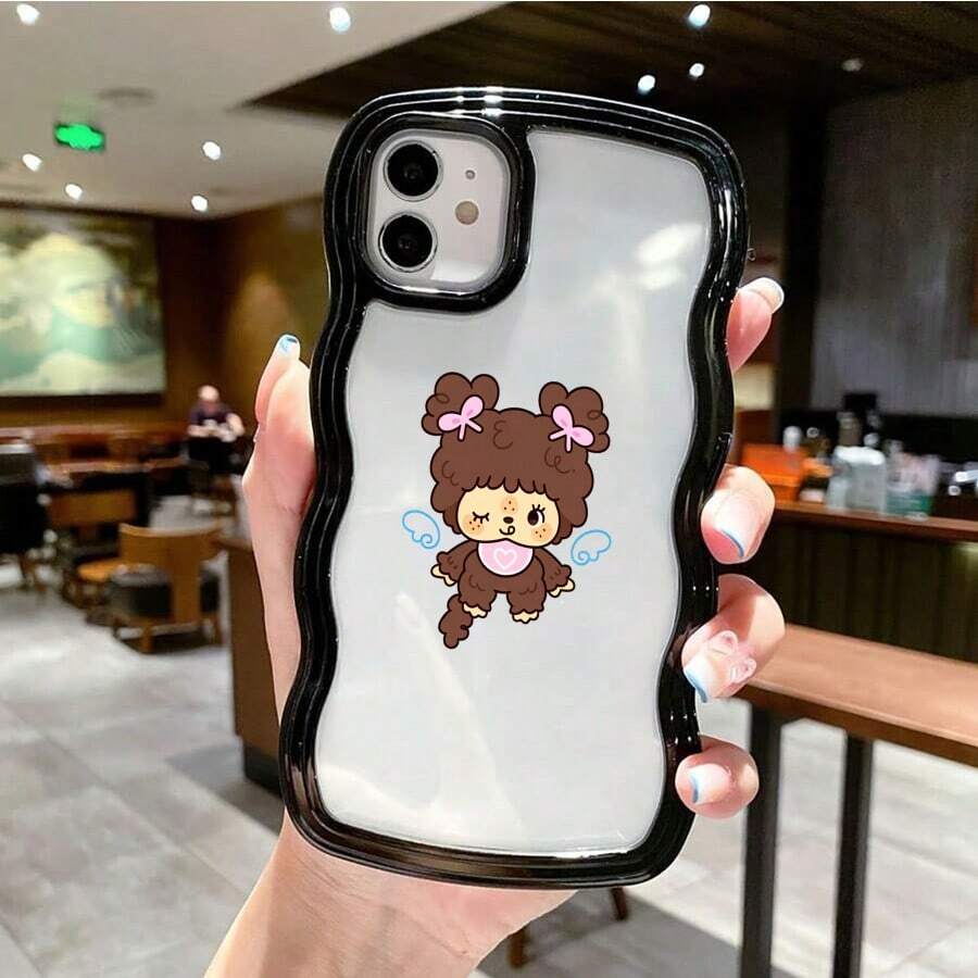 モンチッチ カラフルウェーブ 透明ケース ラブデザイン  ガールズ スマホカバー Pixel 8A/8/8 Pro/9/9 Pro/9A/10/10PRO/Pixel 8A/8/8 Pro/9/9 Pro/9A/10/10PRO/17pro Max/17pro/17/11/12/13/14/15/15Pro/15PluS/15Pro Max/16/16Pro/16PluS/16Pro Max/MIN/X/XR 対応 ソフト TPU 耐衝撃 防刮 誕生日ギフト - 黑色 - チェックする 1