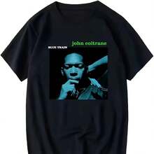 John Coltrane Blue Train Album Cover Crew Neck T-Shirt Black - Black - View 1