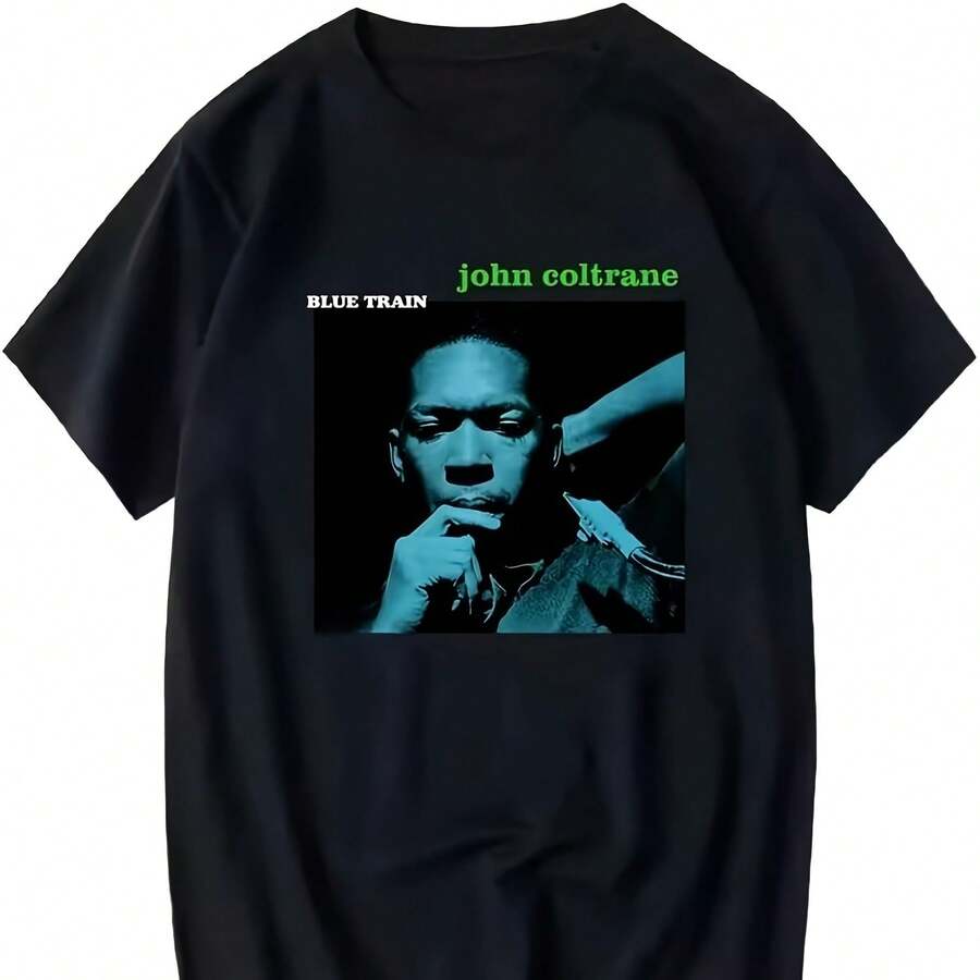 John Coltrane Blue Train Album Cover Crew Neck T-Shirt Black - Black - View 1