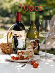 10/30/50/100pcs Customized Wine Bottle Stickers, Personalized Champagne Bottle Labels, Artistic Style Decorative Wine Bottle Labels, Suitable For Weddings, Birthdays, Anniversaries, Graduations, Customizable Photo Stickers, Waterproof Adhesive Rectangular Decorations, Special Occasion Gifts For Weddings And Parties - Multicolor - View 13