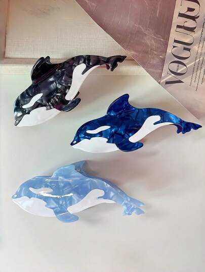 1pc Acrylic Whale Shaped Hair Clip, Cute Orca Hair Clip, Non-Slip Ocean Animal Hair Accessory, Fashionable Hair Decoration Suitable For Girls And Teenagers,Festival,Party