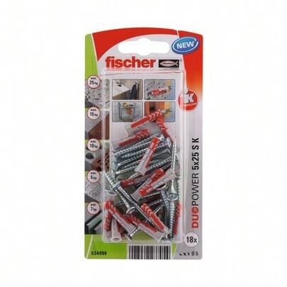  Fischer 534996 tornillo de anclaje y taco 18 pieza(s) Set de tornillos y anclajes 25 mm