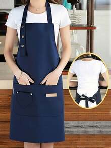1 chiếc tạp dề nhà bếp chống thấm nước và dầu mỡ, có túi, làm từ polyester và chống bám bẩn, thích hợp cho gia đình, nhà hàng, thủ công mỹ nghệ, làm vườn, nướng thịt, trường học, quán cà phê, tạp dề nam và nữ (màu xanh), một món quà Giáng sinh. - Nhiều màu - Xem 2