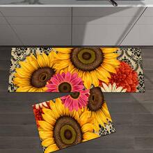 1pc Sunflower Pattern Printed Rug, Long Doormat Series, Suitable For Living Room, Laundry Room, Bathroom, Kitchen, Bedroom - Multicolor - View 4