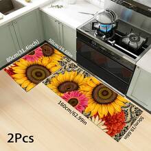 1pc Sunflower Pattern Printed Rug, Long Doormat Series, Suitable For Living Room, Laundry Room, Bathroom, Kitchen, Bedroom - Multicolor - View 13