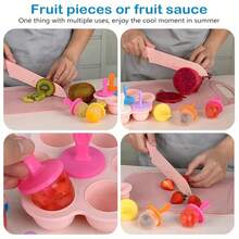 7-Cavity Silicone Ice Cream Pops Mold - DIY Fruit Shake Makerwith Easy-Pull Handles & Drip Tray, VibrantColors For Homemade Popsicles, Ice Cream,Smoothies - Summer Kitchen Accessories, Ice Cream Accessories,Ice Tray,Ice,Ice Tray,Ice Mould(Random Color) - Multicolor 3 - View 4