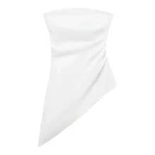 Top Corto Elegante sin Tirantes para Mujer, con Volantes Laterales y Dobladillo Asimétrico, Ideal para Vacaciones, Bodas y Eventos Nocturnos - Marina de - Ver 2