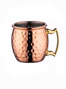1个莫斯科骡子鸡尾酒杯，锤纹铜杯，304不锈钢内胆，金色黄铜杯身，带把手，适用于冷饮、啤酒、咖啡杯、鸡尾酒、酒吧、派对、礼品 - 彩色 - 查看 14