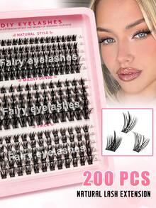 544pcs/600pcs D Curl DIY Eyelash Cluster,Mix Cluster Eyelashes, 0.07mm D Curl 8-16mm Mixed Natural Eyelash Extensions, Super Thick And Lengthening Cluster Eyelashes, Curly Single Eyelashes, Thin And Lengthening Eyelashes,Lengthening And Cartoon-Like Appearance Eyelashes, Suitable For Beginners At Home200pcs Extra Thick False Eyelashes - D - View 13