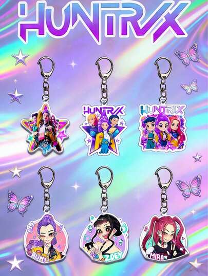 Hasbro Bộ 6 móc khóa acrylic chủ đề nhóm nhạc nữ Kpop, phụ kiện trang trí túi xách dễ thương, quà tặng lễ hội cho người hâm mộ, phụ kiện thời trang hàng ngày.