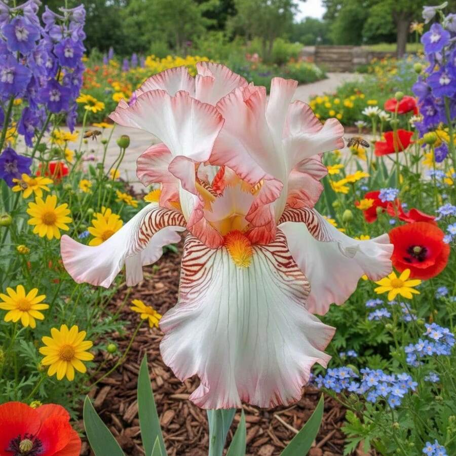50 Bearded Iris Se.Eds - Rare Folded Iris Varieties - Spring Garden Elegant Two-Color Flowers - 50 Kinds Of Seeds - View 1