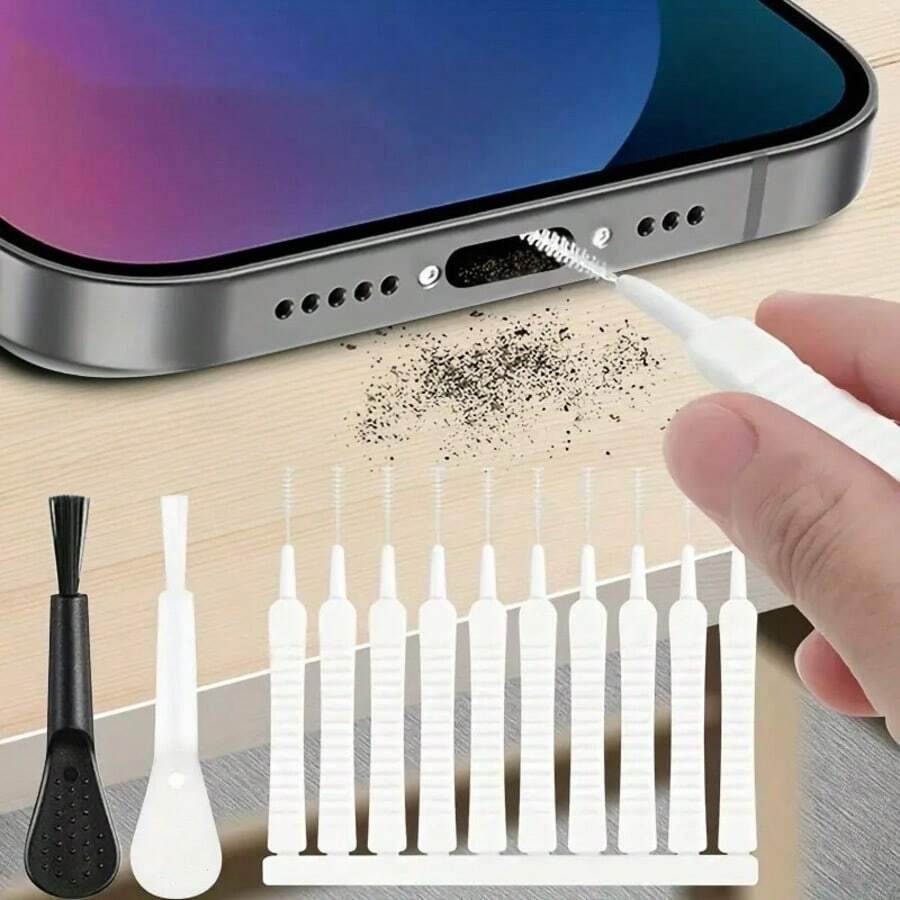 12件套多功能清洁套装 - 手机充电口清洁器、电脑键盘清洁器、Type-C接口清洁器、耳机接口清洁器、淋浴喷头孔清洁器、水龙头孔疏通器、水枪头疏通器、电脑接口清洁器