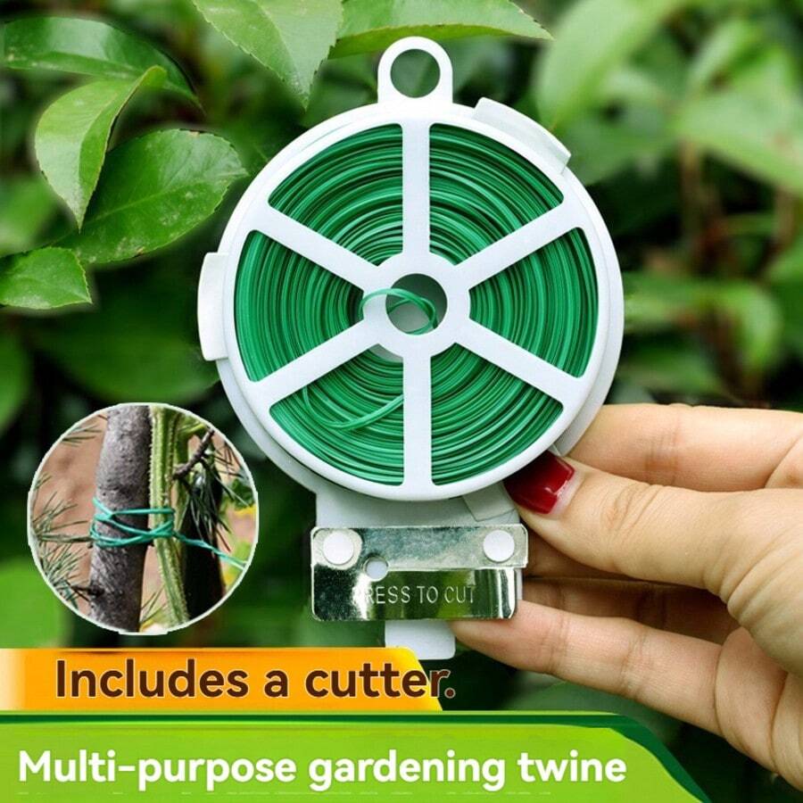 Self-Cut Gardening Floral Binding Rope, Suitable For Tying Rose, Vine, Plant Support Frames, Comes With Cutter For Convenient And Time-Saving Use - A Comes With a Built-in Disc Cutter. - View 1