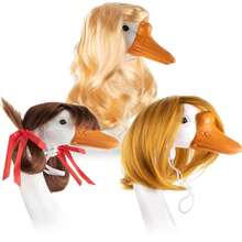 3 Pcs Porch Goose Wigs For 17" And 23" Goose Statue - Cute Goose Outfits For Outdoor Garden - Braid Bow Wavy Wig Decor For Lawn Yard - C - Visa 7