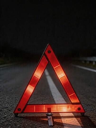 1pc Red Reflective Warning Triangle With Storage Box, Portable Design, Suitable For Road Emergencies | Automotive Safety Essential, Road Emergency Equipment, Car Emergency Supplies, Reflective Safety Gear, Travel Safety Accessory, Car Necessity, Automotive Safety Tool