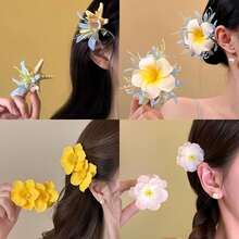 2/4pcs Charming Daisy Flower Hair Clips, Photo Props For Party, Minimalist & Fashionable Beach Travel Hair Accessories, Suitable For Daily Use, Summer Beach, Vacation, Holidays And Travel. Holiday Decorations, Photo Booth Props, Party Decor, Festival Hair Clips, Perfect Gift For Her - View 9