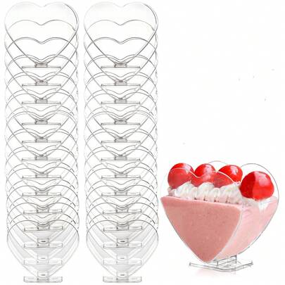 20/40pcs 80ml Mini Dessert Cups, Suitable For Various Sweets Like Chocolate, Ice Cream, Pudding, Ideal For Birthday And Wedding Party Desserts - Elegant Round Tray, Suitable For Weddings, Birthdays, Appetizers, And Perfect For Valentine's Day And Christmas