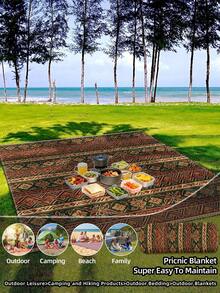 1 pieza Nuevo tapete de playa/picnic impreso digitalmente, a prueba de agua y arena, con un patrón de moda y fresco, adecuado para acampar al aire libre y picnics - Multicolor - Ver 8