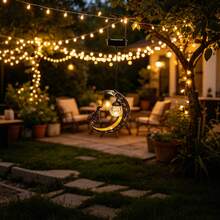 1pc Solar LED Lantern/Fence Light/Pendant Light, Moon Puppy Shaped Metal Shell With Hollow Pattern Design, Suitable For Garden, Steps, Patio, Balcony And Christmas Decoration - High Efficiency Solar - 小狗 - 查看 8